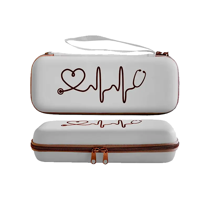 Custom medical EVA case with printed stethoscope pattern for medical devices and healthcare equipment.