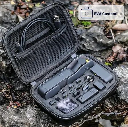 Custom shockproof EVA hard case built for protection, featuring precision die-cut foam insert for camera and accessories.