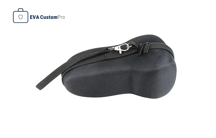 Contoured hard EVA tool case featuring durable oxford fabric surface, metal carabiner lanyard strap, and dual zipper closure.