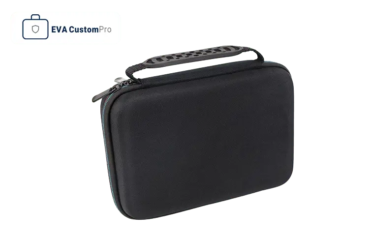 Black tool EVA carrying case with heavy-duty molded rubber handle, oxford fabric surface, and contrast zipper.