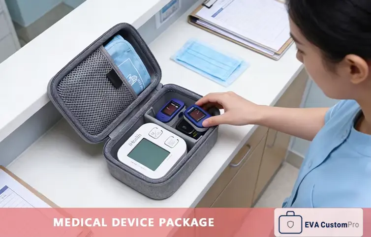 Medical EVA case for portable medical devices and accessories with custom foam insert